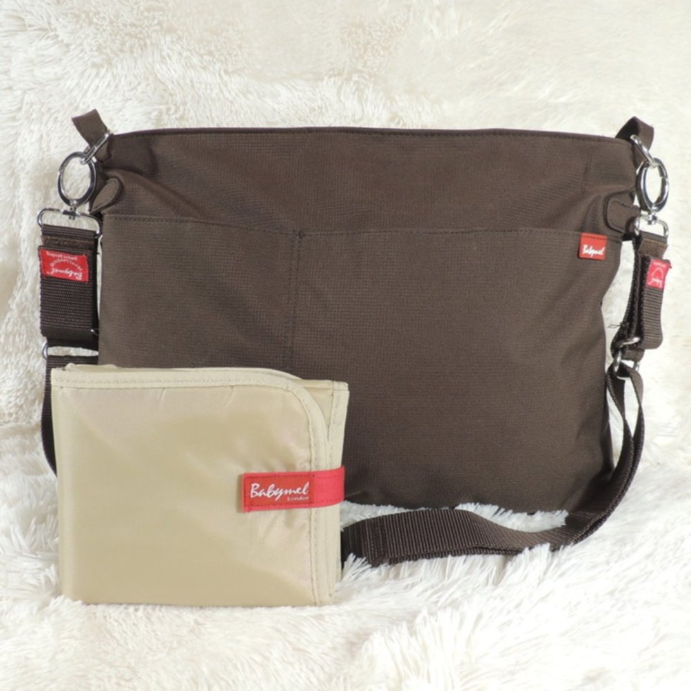Babymel Brown Diaper Bag W/Pockets & Changing Pad